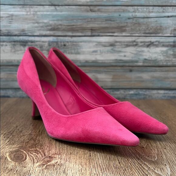 Sam Edelman Bianka Dahlia Pink Suede Pointed Toe Kitten Heels - Picture 2 of 13